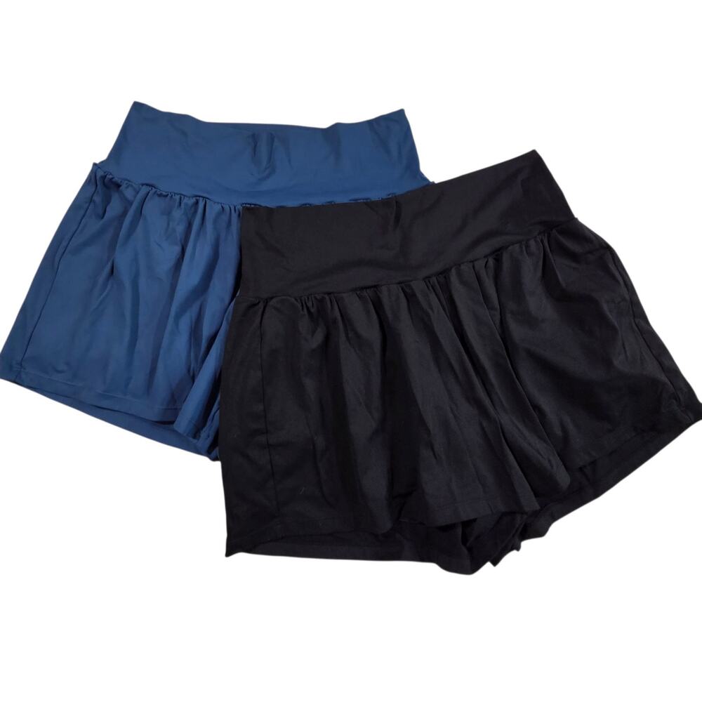 Halara SoftlyZero Airy Shorts Set of 2 Sz 1X High Waisted Pocket 2-in-1 Yoga 4"